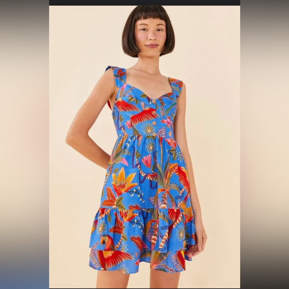 FARM Rio Blue Tropical Mini Dress